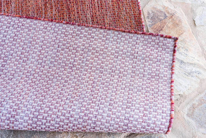 Unique Loom Collection Casual Transitional Solid Heathered Indoor/Outdoor Flatweave Area Rug (5' 3" x 8' Rectangle, Rust Red/Beige)