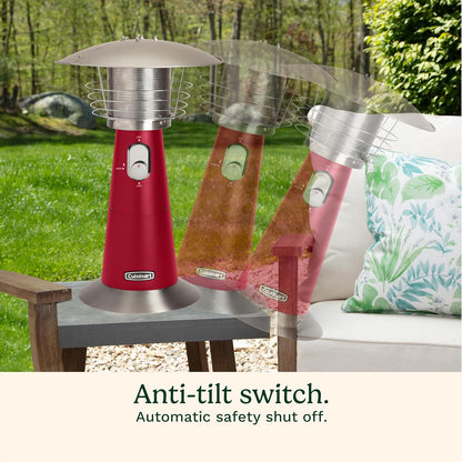 Cuisinart Portable Tabletop Patio Heater, 11,000 BTU Outdoor Propane Heater with Safety Tilt Switch and Adjustable Heat, Burner Screen Guard, 30 sq. Foot Heat Range, Red
