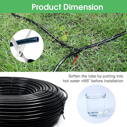 100FT 1/4 inch Drip Irrigation Tubing Distribution Hose Tube for Garden Irrigation System