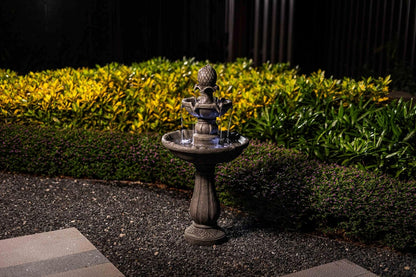 Outdoor Water Fountain –42.2 in. Tall Large Floor-Standing Outside Fountains with 3 Tier Elegant Waterfall Feature for Garden, Yard, Patio, Home Decor (Grey)