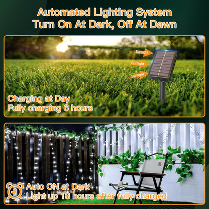 2 Pack Solar String Lights Total 240LED 80FT, IP67 Waterproof Solar Lights for Outside with 8 Modes, Upgraded Solar Panel Fairy Lights for Garden Party Wedding Decorations (Cool White) …