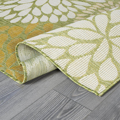 Beverly Rug Outdoor Rug 9x12 Modern Exotic Tropical Leaf Area Rugs for Indoor and Outdoor Patio Deck Porch Garden Water Resistant Washable Outside Carpet (9 x 12 Green)