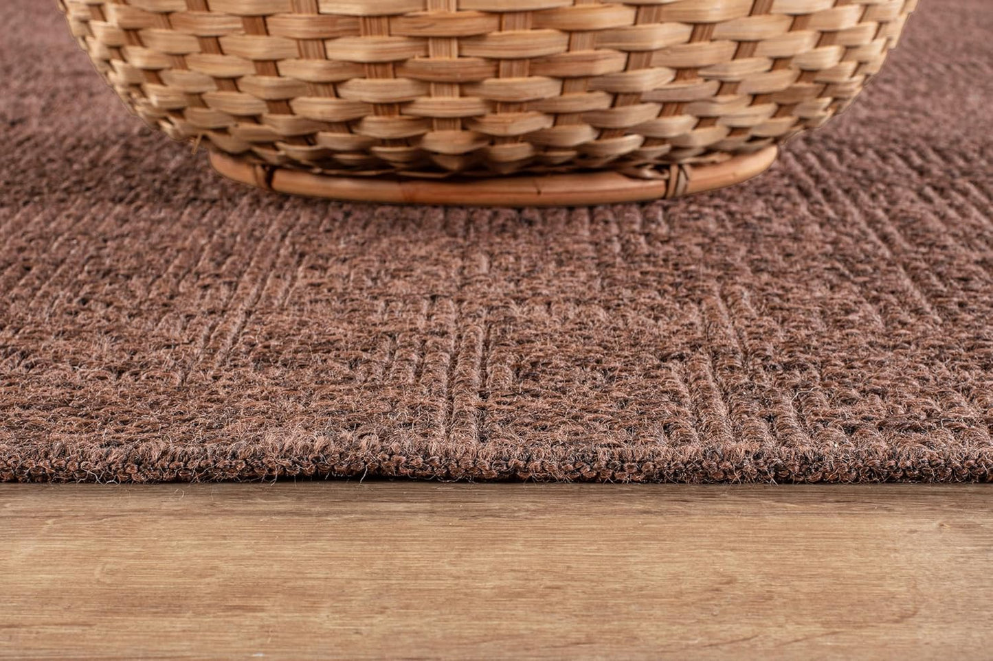 CAMILSON Easy Jute Rug 4x6, Indoor Outdoor Brown Color Fiber Area Rugs for Living Room Patio and Kitchen Rug, Solid Boho Woven Design, Easy-Cleaning, Washable Outside Carpet Alfombras (4 x 6)