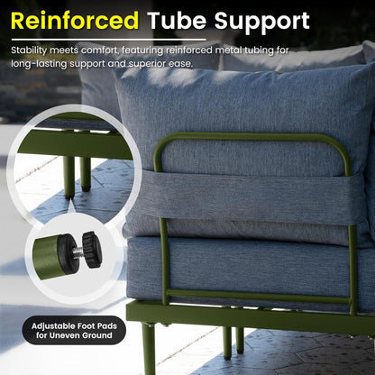 Sundale Outdoor 2 Pieces Metal Patio Furniture Set, Outdoor Sectional Sofa w/6 Inch Olefin Cushion, Modern Outdoor Conversation Sets