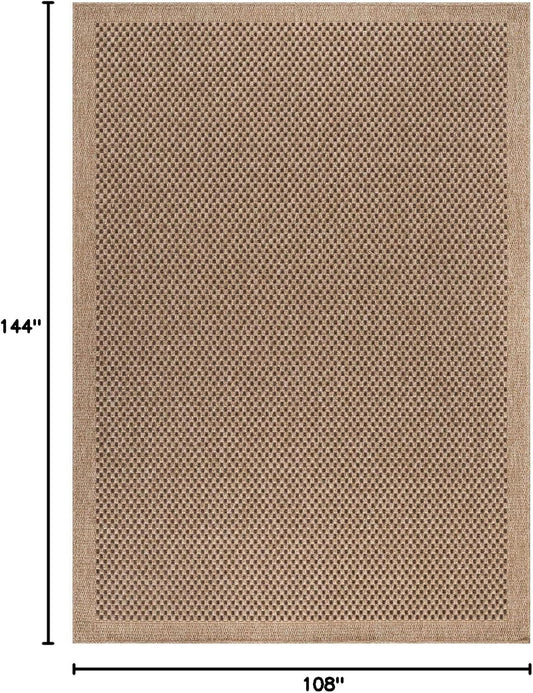 CAMILSON Easy Jute Rug 9x12, Indoor Outdoor Natural Color Fiber Area Rugs for Living Room Patio and Kitchen Rug, Sisal Boho Woven Design, Easy-Cleaning, Washable Outside Carpet Alfombras (9 x 12)