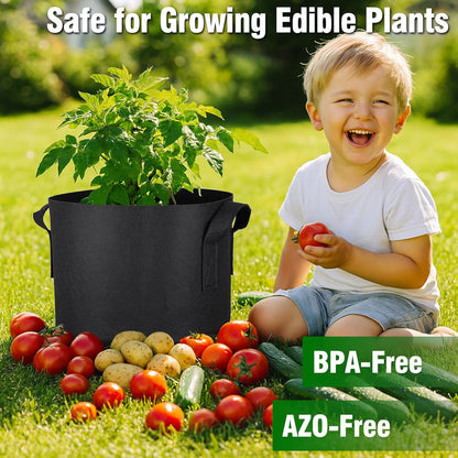 PHYEX 12-Pack 20 Gallon Grow Bags, Heavy Duty Fabric Pots with Handles, Reusable Plant Bags for Vegetable, Herbs & Flowers, BPA-Free, Breathable, Durable