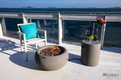 AMS Fireplace | Modeno | Newbridge | Firepit Table | Cover and Lava Rocks Included | (Fuel: Natural Gas - Light Gray)