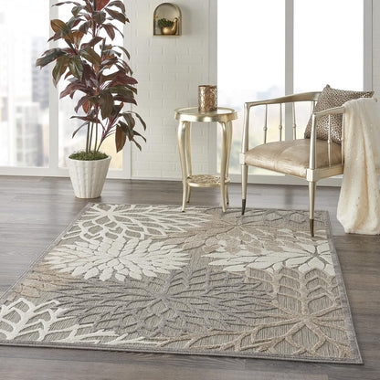 Nourison Home Aloha Indoor/Outdoor Floral Natural 5'3" x 7'5" Area Rug (5' x 8'), 5'3"X7'5",