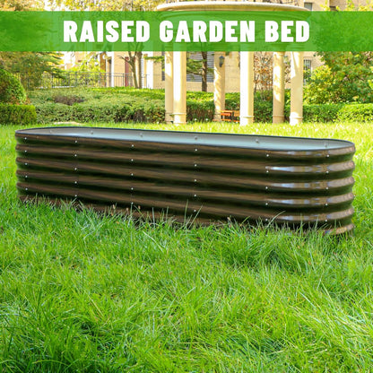 SnugNiture 8x2x2ft Raised Garden Bed Kit, 24" Tall Outdoor Metal Raised Planter Box for Planting Plants Vegetables Flowers Fruits, Brown