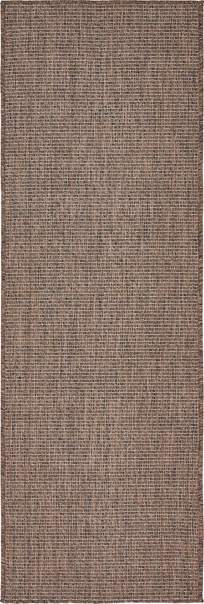 Unique Loom Collection Casual Transitional Solid Heathered Indoor/Outdoor Flatweave Area Rug (2' x 6' 1" Runner, Light Brown/Ivory)