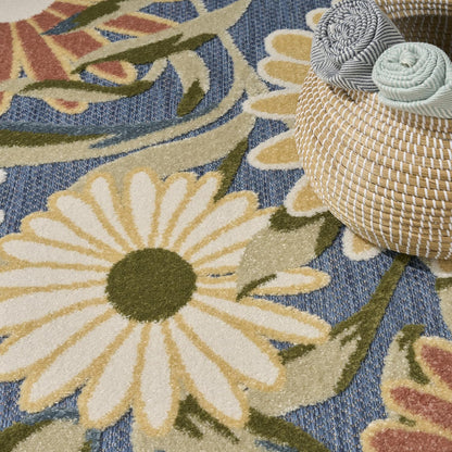 Nourison Aloha Blue Sage 9' x 12' Area Rug - Easy Clean, Non Shedding, Bed Room, Living Room, Dining Room, Kitchen (9' x 12')