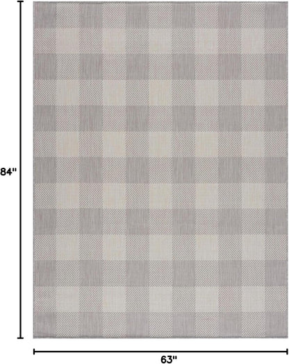 CAMILSON Outdoor Rug - Modern Area Rugs for Indoor and Outdoor Patios, Kitchen and Hallway mats - Easy Cleaning Non Shedding Washable Outside Carpet (5x7, Buffalo - Grey/White)