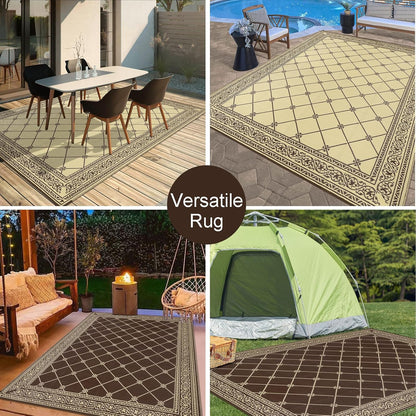 HiiARug Reversible Outdoor Rug 5'x7' Plastic Straw Rugs for Patios RV Camping Mat Reversible Mats Large Floor Mat for RV Outside, Backyard, Deck, Picnic, Beach, Trailer, Camping