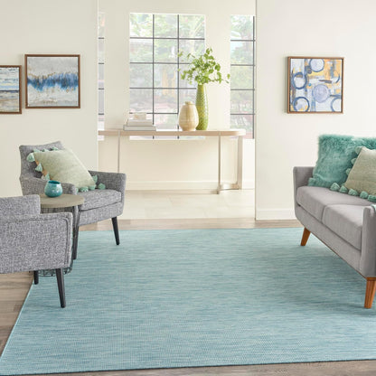 Nourison Positano Indoor/Outdoor Aqua 10' x 14' Area Rug, Easy Cleaning, Non Shedding, Bed Room, Living Room, Dining Room, Backyard, Deck, Patio (10x14)