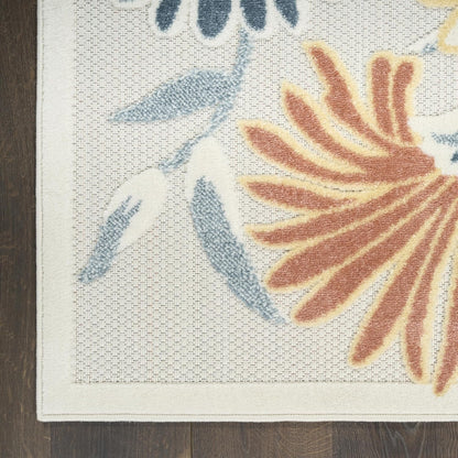 Nourison Aloha Ivory Rose 9' x 12' Area Rug - Easy Clean, Non Shedding, Bed Room, Living Room, Dining Room, Kitchen (9' x 12')