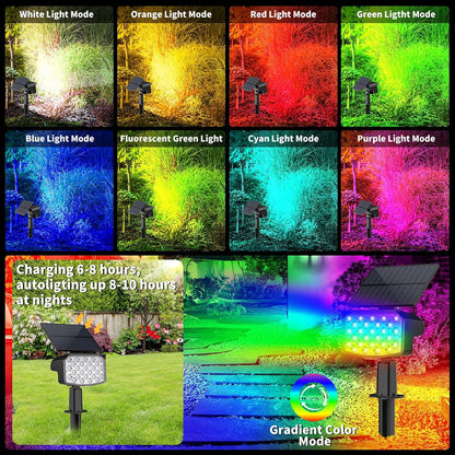 WELALO Solar Color Changing Spot Lights Outdoor, Waterproof Solar Christmas Lights with 9 Modes, Multicolor RGB Landscape Spotlights for Yard Driveway Patio Halloween Christmas Decorations, 2 Pack