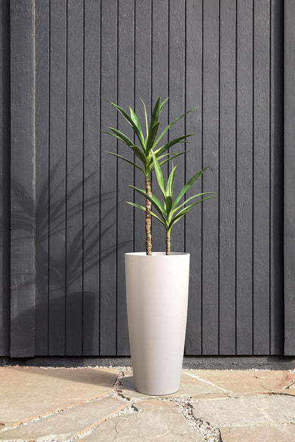 Veradek Mason Series Vega Planter - Round Tall Planter for Indoor or Outdoor Porch/Patio | Made from Plastic-Stone Composite with Drainage Holes | Modern Décor for, Flowers, Interior Plants