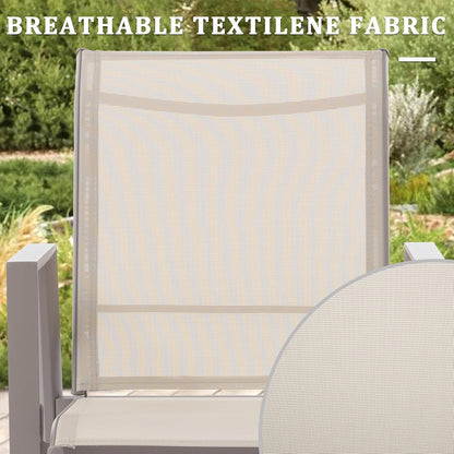 Outdoor Patio Chairs Set of 4, Ivory Beige Stackable Outdoor Chairs, Lightweight Patio Set with High Back, Metal Dining Chair for Lawn, Garden, Yard and Deck