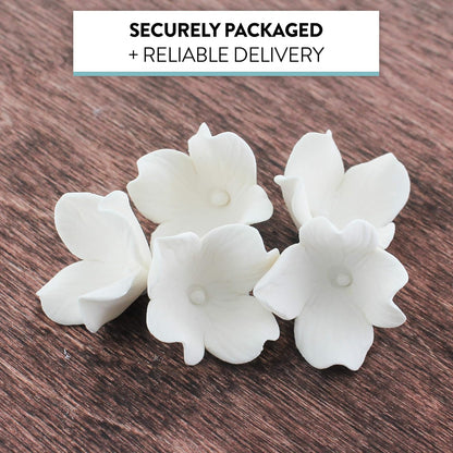 Global Sugar Art Hydrangea Blossom Edible Sugar Cake Flowers, White Unwired, 36 Count by Chef Alan Tetreault