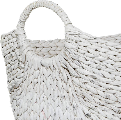CosmoLiving by Cosmopolitan White Water Hyacinth Storage Basket 19 x 21 x 17