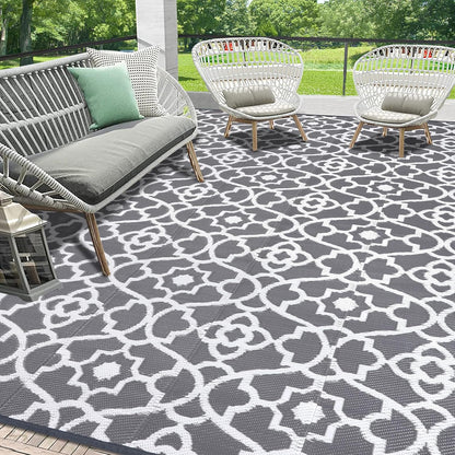 HEBE Outdoor Rug Waterproof 9x18, Plastic Straw Rug Camping Rug, Reversible Outdoor Patio Rugs RV Mat Clearance, Indoor Outside Floor Carpet for Porch,Deck,Camper,Balcony,Backyard