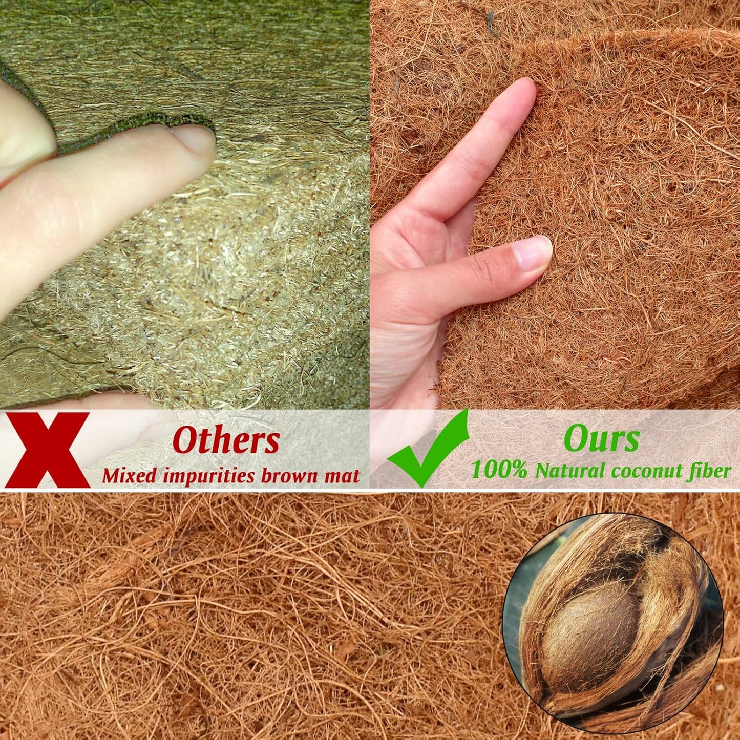 ZeeDix 2 Pack Thickened No Slip Ice and Snow Carpet-16 x 118 inch Natural Coconut Fiber Mat Walking Safety, Winter Coco Liner Roll Outdoor Carpet Runner for Front Door Hallway Stairs Garden