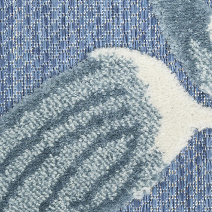 Nourison Aloha Blue 9' x 12' Area Rug - Easy Clean, Non Shedding, Bed Room, Living Room, Dining Room, Kitchen (9' x 12')