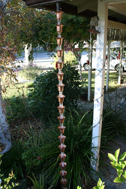 Nutshell Stores Flower Cups Rain Chain - Copper - 15 Feet