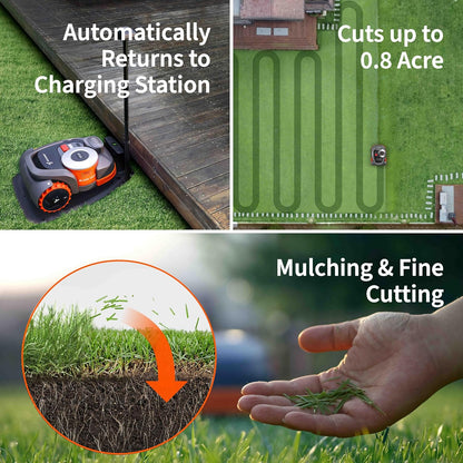 Segway Navimow H3000N-VF Robot Lawn Mower Perimeter Wire Free, 0.74 Acre RTK+Vision Robotic Lawnmower, Virtual Boundary, Systematic Mowing, APP Control, Anti-Theft 54dB(A) Quiet, Multi-Zone Management