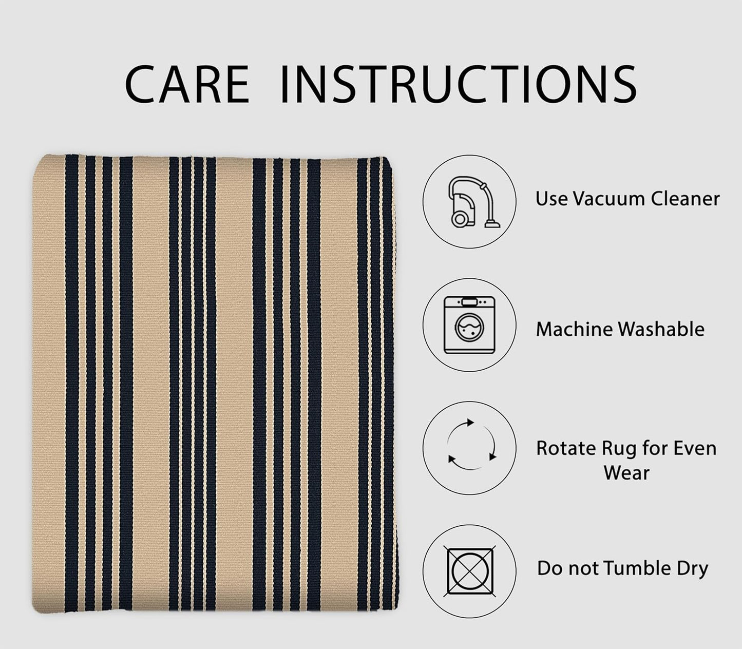 IOHOUZE Black and Tan Striped Rug 2'x3' Front Door Rugs Outdoor, Small Washable Area Rug for Front Porch, Spring Summer Welcome Mats Outdoor Indoor, Doormat for Entryway Porch Entrance