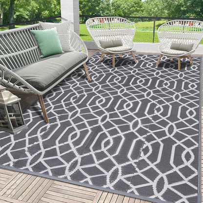 HEBE Outdoor Rug Waterproof 5x8, Reversible Plastic Straw Rug RV Camping Rug, Indoor Outdoor Patio Mat Clearance, Outside Carpet for Porch,Deck,Camper,Balcony,Backyard,Picnic