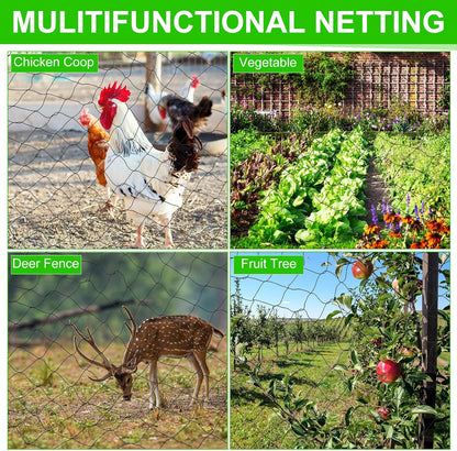 Windyun 2 Pcs Bird Netting 50' x 100' Bird Net Chicken Coop 2.4" Mesh Heavy Duty Deer Fence Aviary Net Reusable Fruit Tree Poultry Barrier for Garden Protection Vineyard Against Hawk Squirrel, Black