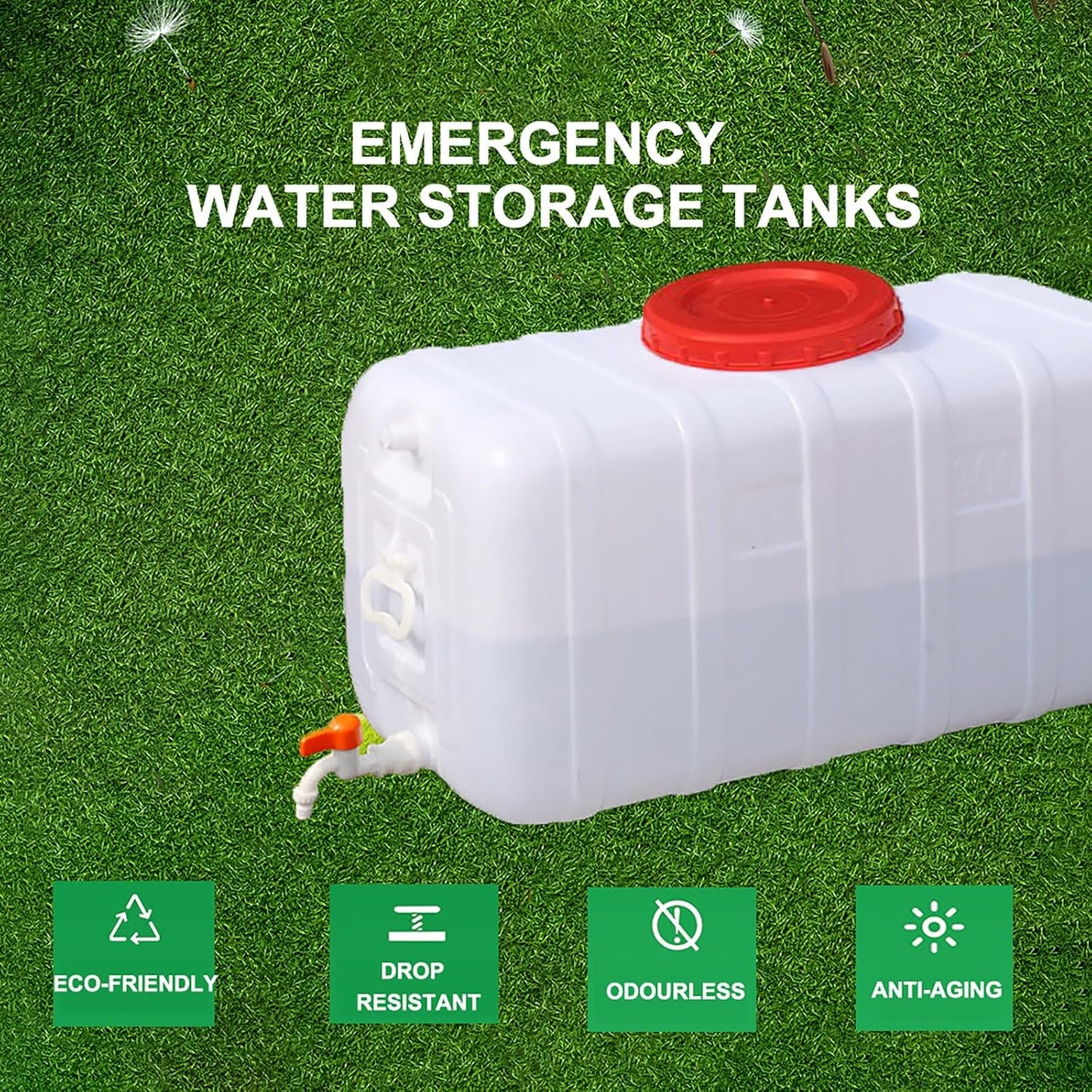 Large Capacity Water Tank with Spigot for Camping Plastic Water Storage Tank Water Container for Emergency Storage Household Outdoor Camping RV Self-Driving Tour(Size:35L/9gallon)