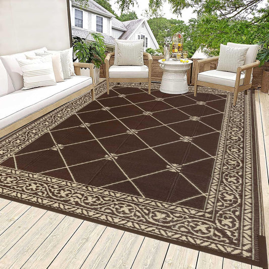 HiiARug Reversible Outdoor Rug 5'x7' Plastic Straw Rugs for Patios RV Camping Mat Reversible Mats Large Floor Mat for RV Outside, Backyard, Deck, Picnic, Beach, Trailer, Camping