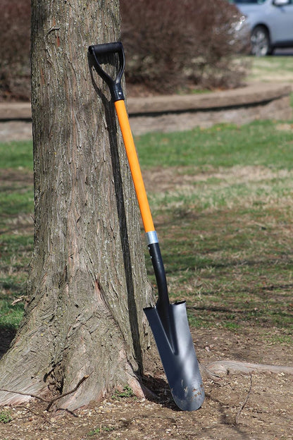 Ashman Drain Spade Shovel (1 Pack) - 48 Inches Long Handle Spade with D Handle Grip - Durable Handle with a Thick Metal Blade - Multipurpose Premium Quality Orange Shovel.