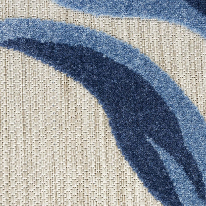 Nourison Home Aloha Outdoor Blue Grey 2'3" x 8' Area Rug, Easy Cleaning, Non Shedding, Bed Room, Living Room, Dining Room, Deck, Backyard, Patio (2x8)