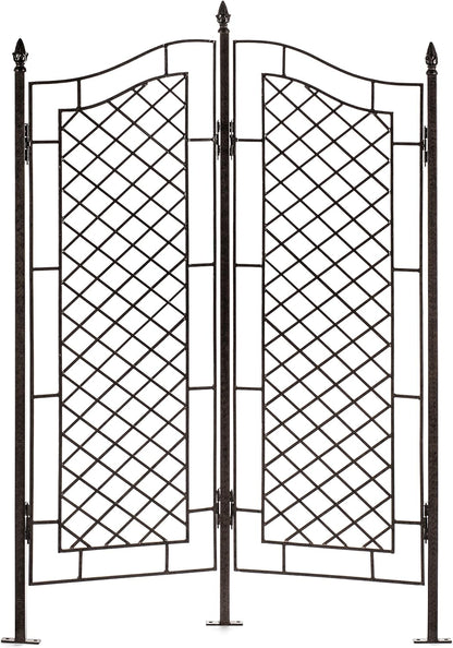 H Potter Large Trellis for Climbing Plants Wrought Iron Metal 2 Panel Ivy Garden Privacy Screen Patio Deck