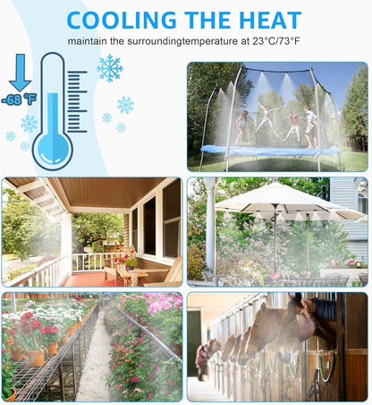 MIXC Misters for Outside Patio, 33FT (10M) Misting Line+8 Mist Nozzles+3/4" Brass Adapter, Outdoor Misting Cooling System for Patio Porch Umbrella BBQ Chicken Coop