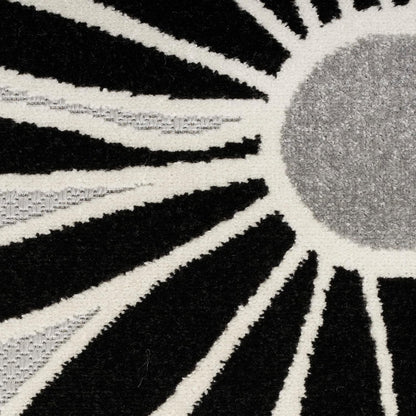 Nourison Home Aloha Indoor/Outdoor Black White 2'8" x 4' Area Rug, Easy Cleaning, Non Shedding, Bed Room, Living Room, Dining Room, Backyard, Deck, Patio (3x4)