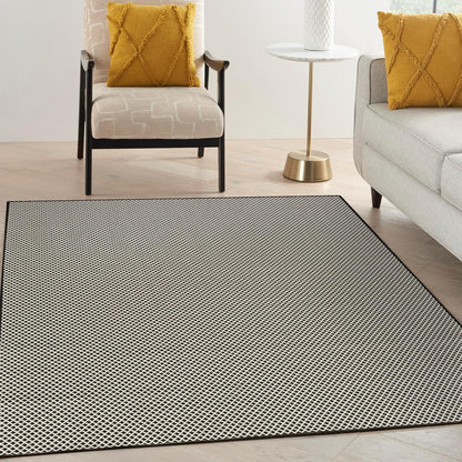 Nourison Home Courtyard Black White 5' x 7' Area Rug - Easy Clean, Non Shedding, Bed Room, Living Room, Dining Room, Kitchen (5' x 7')