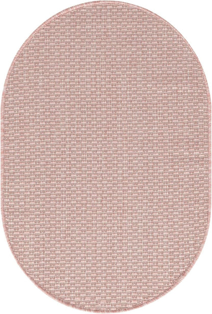 Unique Loom Collection Casual Transitional Solid Heathered Indoor/Outdoor Flatweave Area Rug (2' 2" x 3' 1" Oval, Whisper Pink/Ivory)