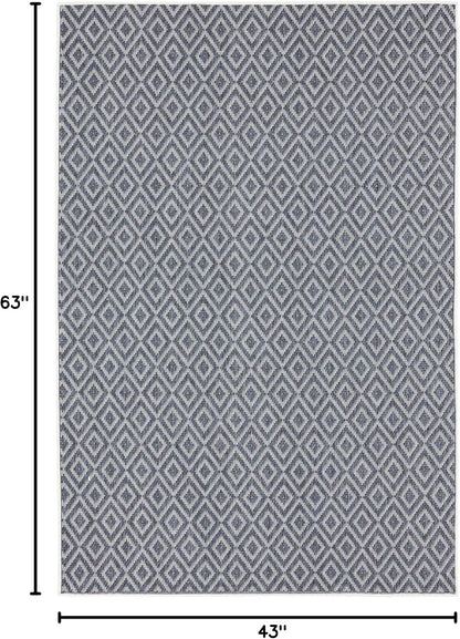 Home Dynamix Tripoli Lydia Modern Indoor/Outdoor Area Rug, Denim/Cream, 3'7"x5'2" Rectangle