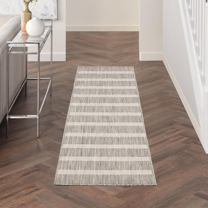 Nourison Home Positano Grey Ivory 2' x 6' Area Rug Easy Clean, Non Shedding, Bed Room, Living Room, Dining Room, Kitchen (6' Runner)