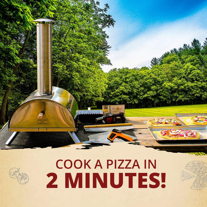 Outdoor Pellet Pizza Oven - Original Pellethead PoBoy Wood Fired Portable Grill with Peel, Blower, 13" Pizza Stone Accessories Kit