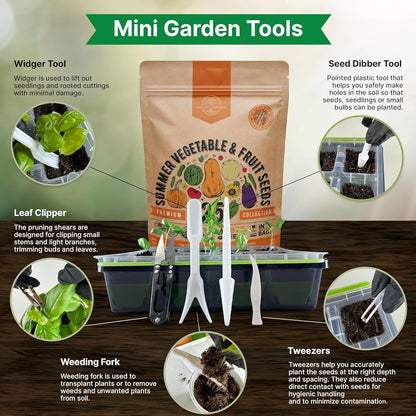 25 Summer Vegetable & Fruit Seeds Variety Pack - 1,870+ Non-GMO Heirloom Veggie & Fruits Seeds for Outdoors and Indoor Home Gardening, Including Collards, Tomato, Pepper, Okra, Onion, Bean, Cucumber