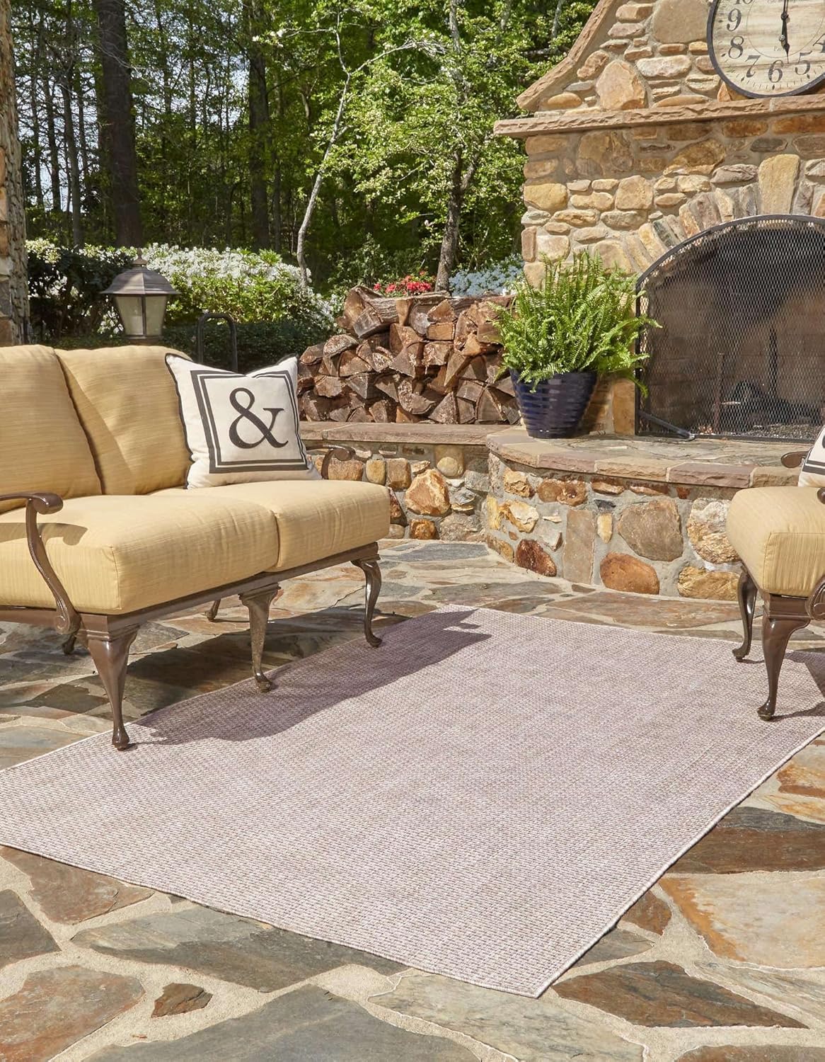 Unique Loom Collection Casual Transitional Solid Heathered Indoor/Outdoor Flatweave Area Rug (2' x 3' 1" Rectangle, Beige/Ivory)
