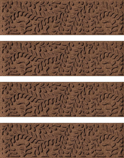 Bungalow Flooring Waterhog Stair Treads (Set of 4) – 8 1/2 x 30 Inches, Durable,Water-Trapping, Indoor/Outdoor Floor Covering, Boxwood Collection – Made in USA, Dark Brown