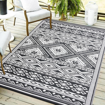 Outdoor Rug 5x8 ft Waterproof, Reversible Outdoor Plastic Straw Rug for Patios Clearance, Outdoor Area Rug Carpet RV Mat for Camping Backyard Deck Porch
