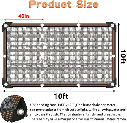 Shade Cloth for Garden Plants,10'x10' Shade Neting,40% Shade Cover for Plants Greenhouse Outdoor Pergola Lawn Sun Shade Cloths for Kennel Chicken Coop Easier to Hang Shade Net Cover