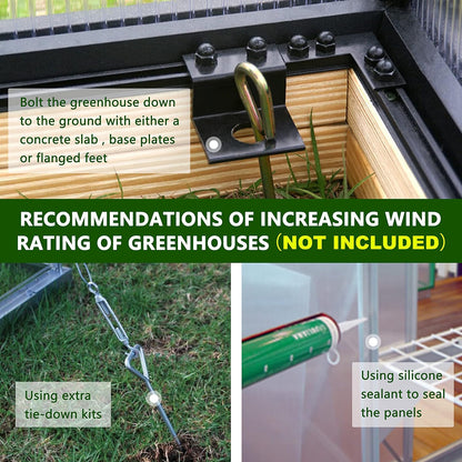 8x16 FT Polycarbonate Aluminum Greenhouse Kit, Outdoor Walk-in Green House with Adjustable Roof Vents and Lockable Door, Backyard Garden in Winter, Gray